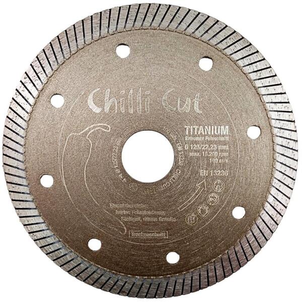 Disco de corte diamantado gres porcelánico Ø 125 x 22,23 mm | 2cm losas de patio - 4cm granito | Para amoladoras angulares