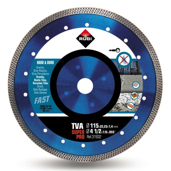 Rubi Turbo Viper TVA SUPERPRO 115 - 230mm | Diamanttrennscheibe für harte Materialien