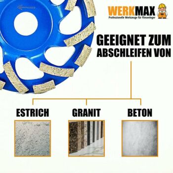Diamant Schleiftopf 125 mm | Profi Schleifteller für Beton Estrich Granit | hochabrasiv
