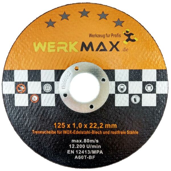 Werkmax Metall Trennscheiben 125 mm x 1,0 mm |  Metall Stahl Inox Blech Flexscheibe 20 Stck.