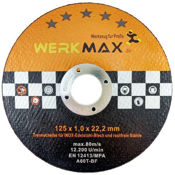 Werkmax Metall Trennscheiben 125 mm x 1,0 mm |  Metall Stahl Inox Blech Flexscheibe 100 Stck.