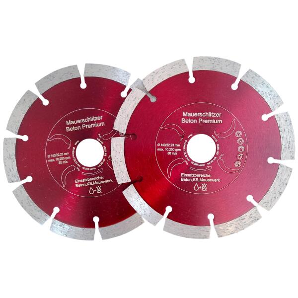 Mauerschlitz Premium Diamanttrennscheiben 140 mm für Mauernutfräsen 2 Stück